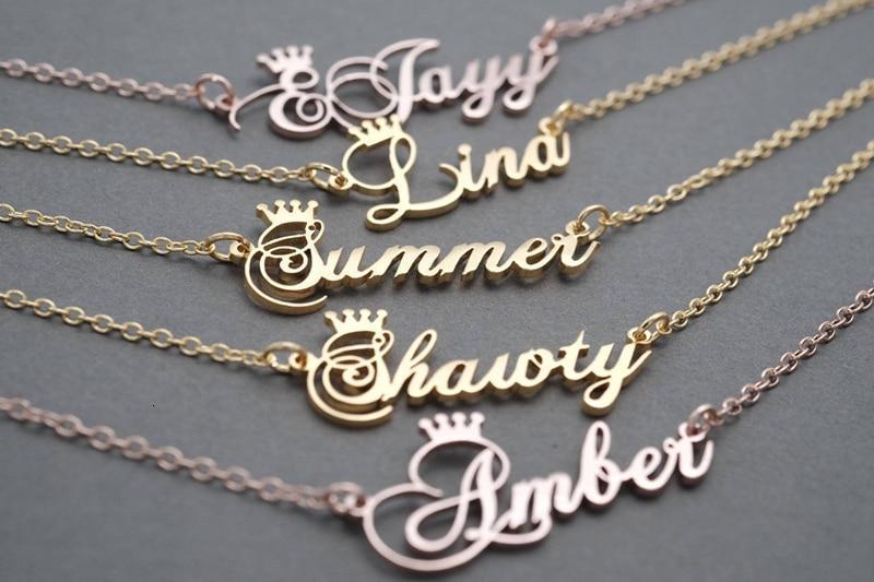 Custom Crown Name Necklace Personalized Jewelry